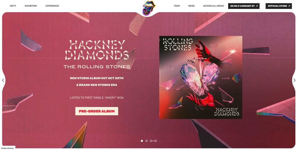 Exemplu de site construit pe WordPress - The Rolling Stones