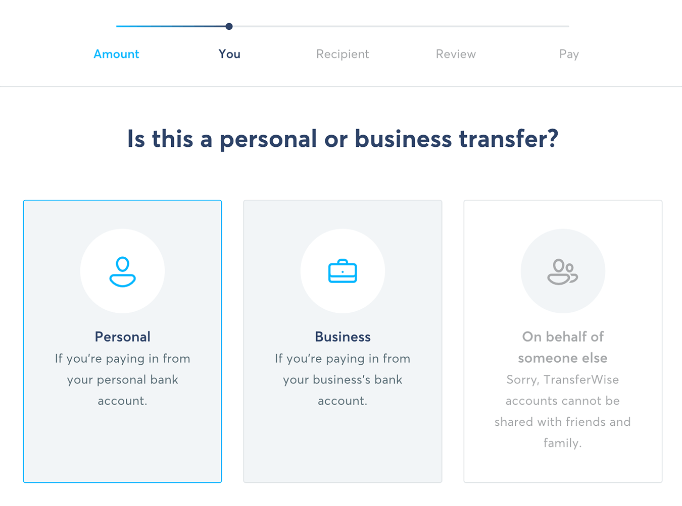 Selectarea tipului de transfer