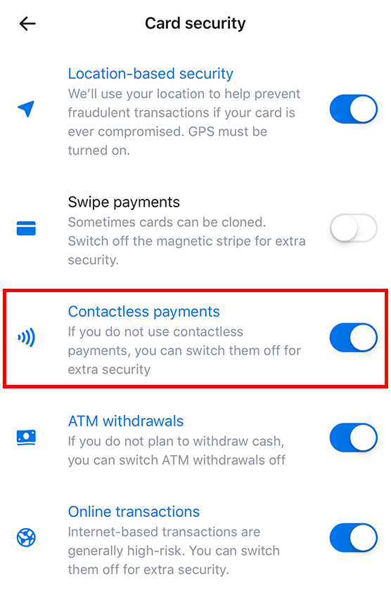 Cardul Revolut - activarea din aplicatie a platilor de tip contactless