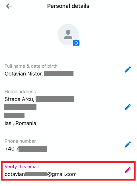 Verificarea adresei de e-mail cu Revolut