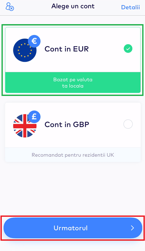 Selecteaza valuta principala a contului tau Monese