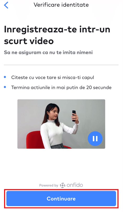 Incepe verificarea video pentru contul tau Monese