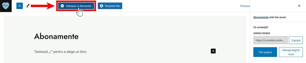 Cum sa editezi sau modifici o pagina in WordPress, cu Elementor