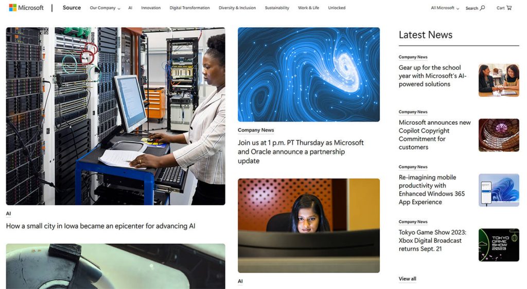 Site-ul Microsoft News este construit cu WordPress