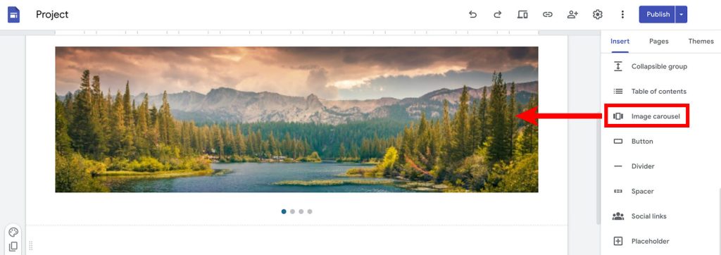 Adauga elemente noi in Google Sites