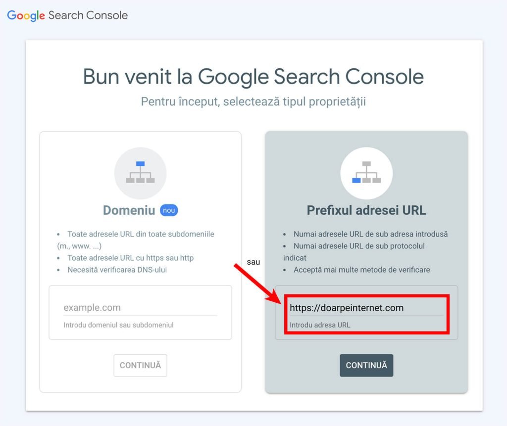 Creare cont Google Search Console