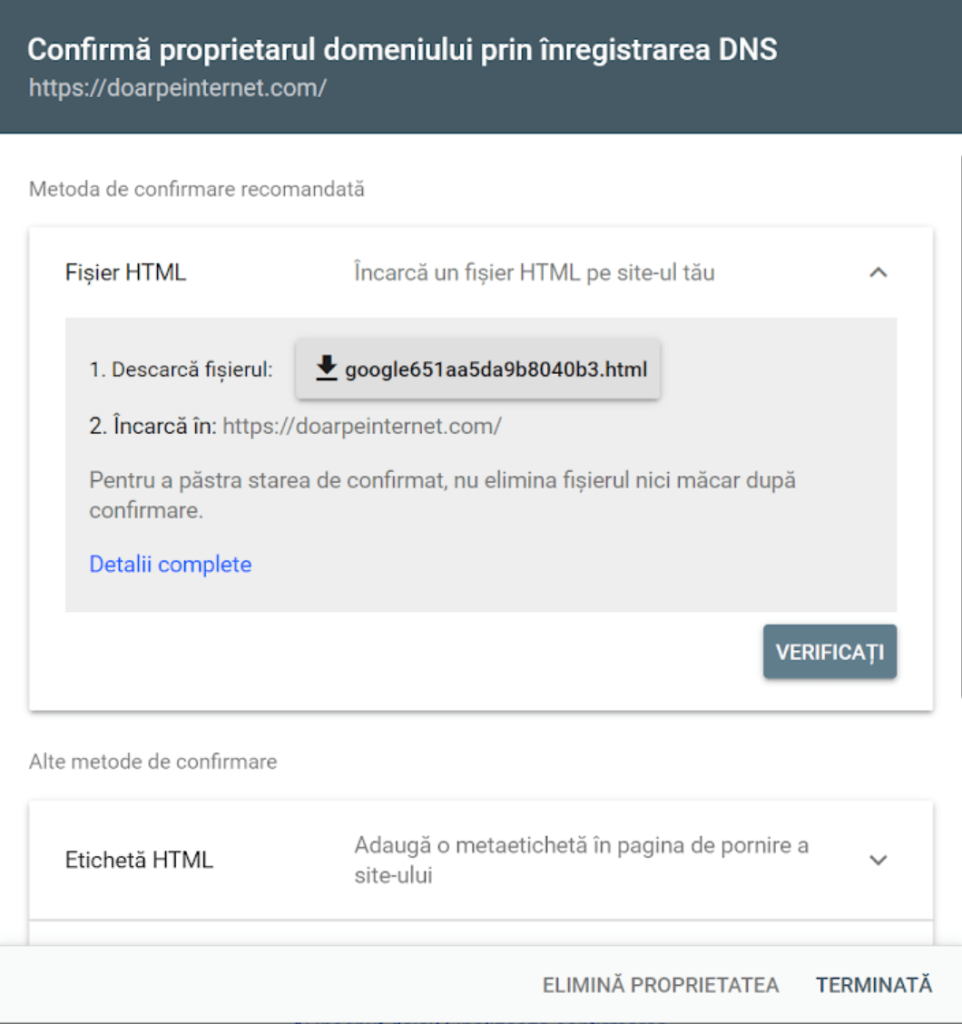 Confirma proprietarul site-ului