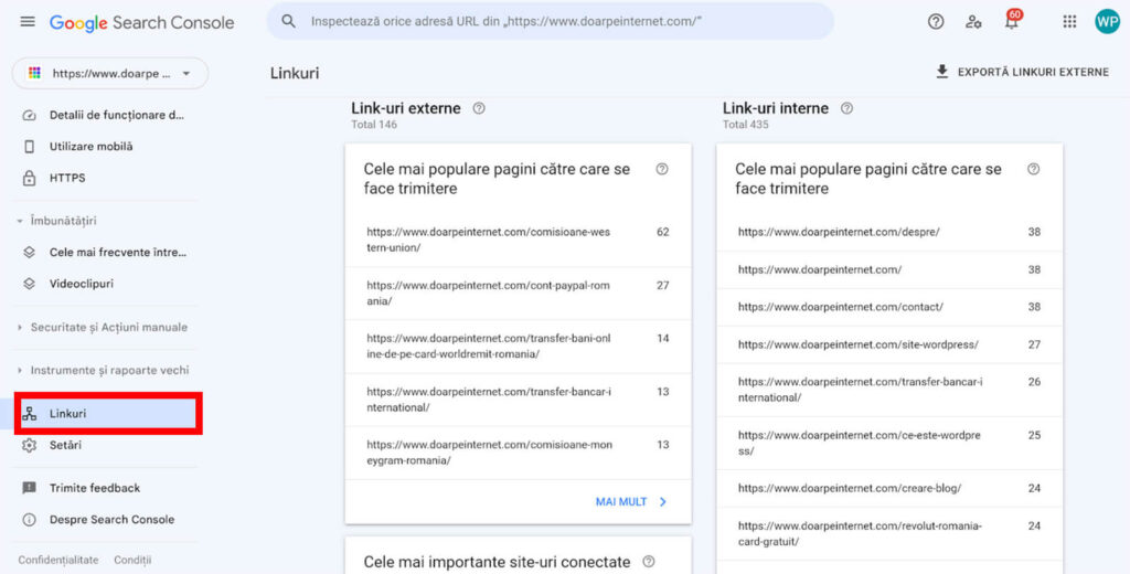 Raportul linkurilor pe site