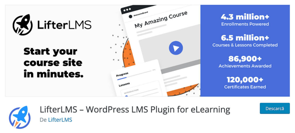 Modulul LifterLMS pentru cursuri online pe WordPress