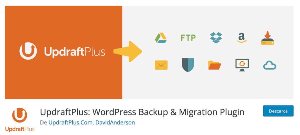 Modulul WordPress UpdraftPlus