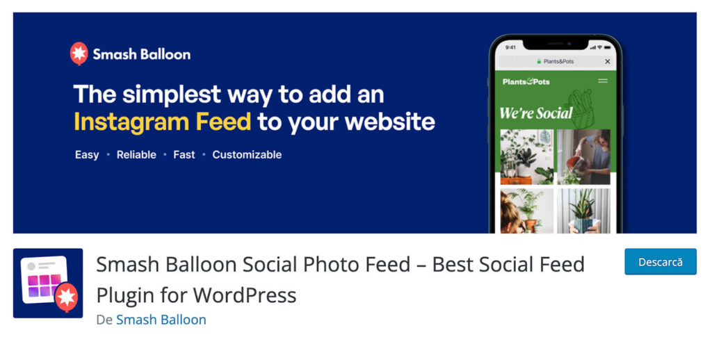 Modulul WordPress Social Photo Feed